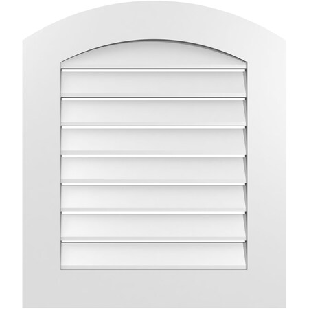 Ekena Millwork Arch Top Surface Mount PVC Gable Vent: Non-Functional, w/ 3-1/2"W x 1"P Standard Frame, 24"W x 26"H GVPAR24X2601SN